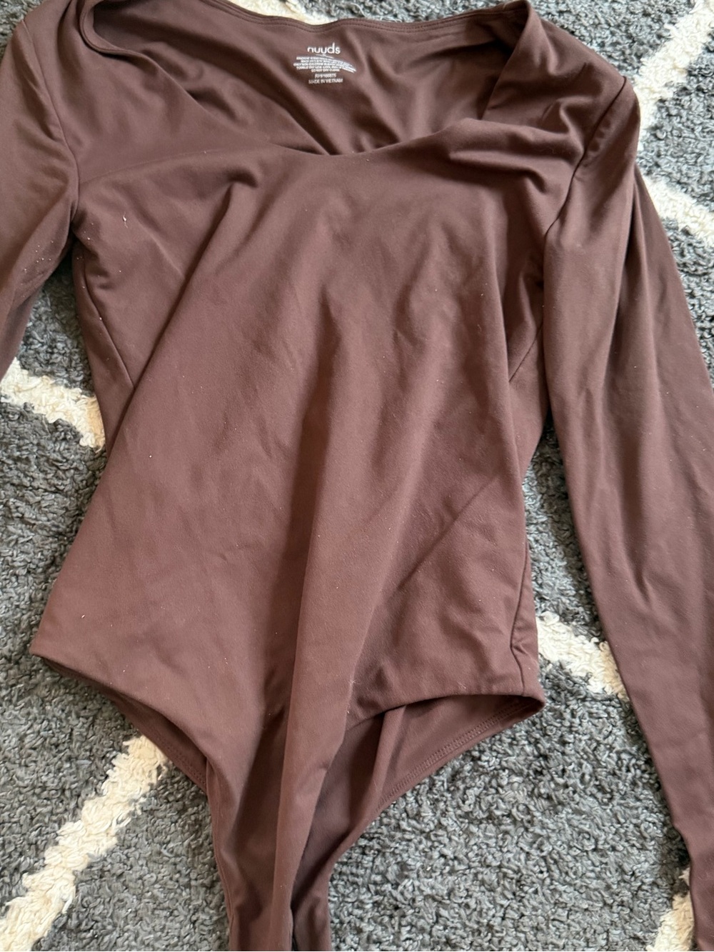 nuuds Chocolate Brown Long-Sleeve V-Neck Bodysuit